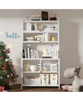 73'' Tall 6-Level Flip-Door Pegboard Metal Pantry Cabinet - Grey