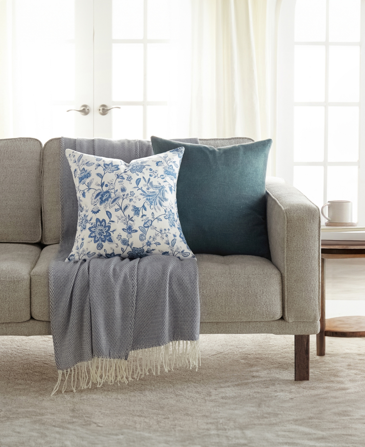 Ienjoy Home Cotton Slub 2-pack Decor Pillows, 20" X 20" In Blue
