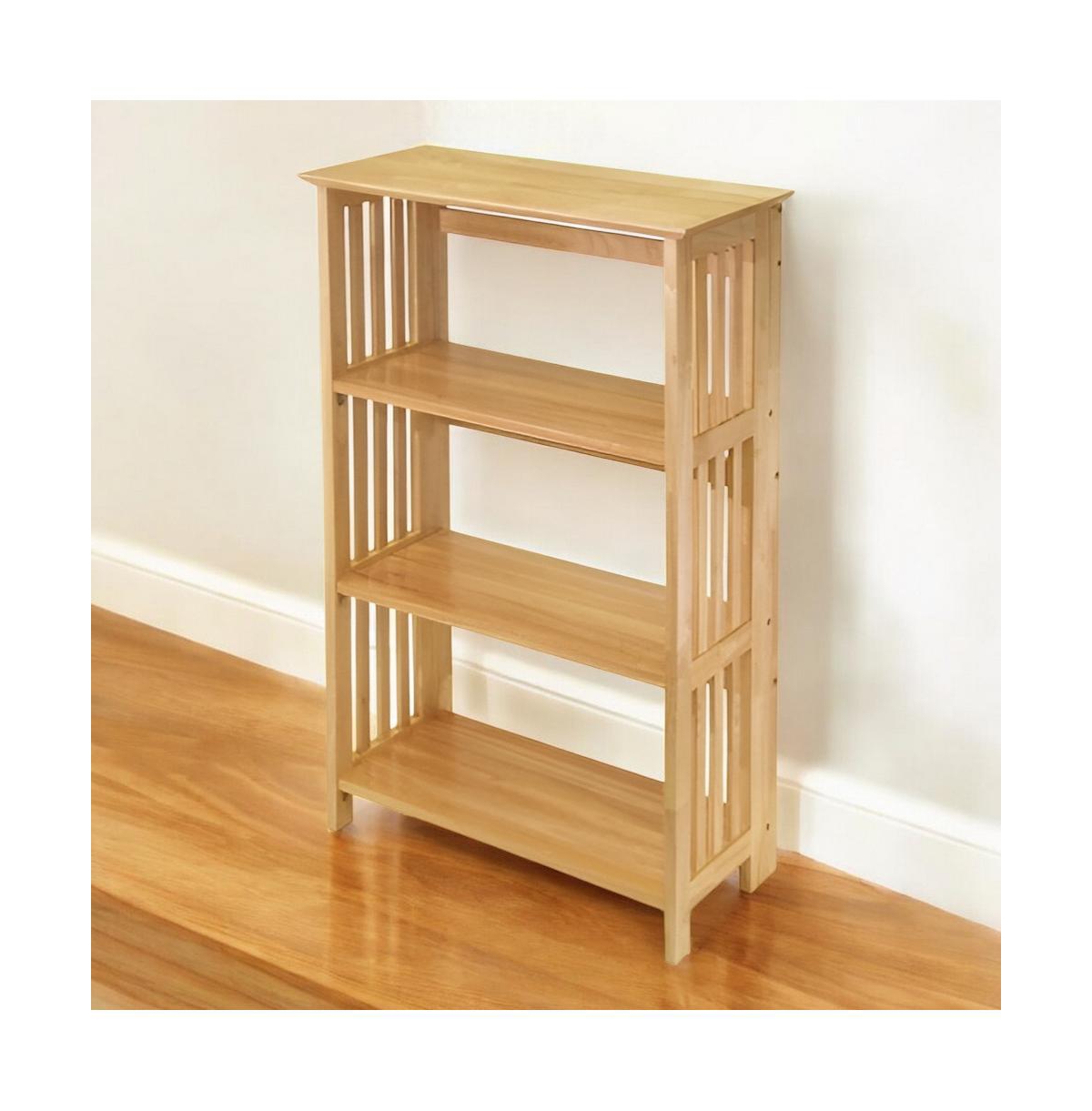 4-Shelf Wooden Folding Bookcase with Storage Shelves for Compact Organization