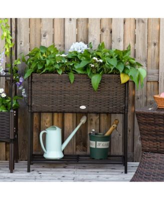 Outsunny Elevated Planter Box with Rattan Look