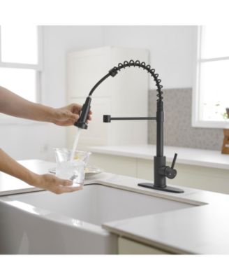 Single-Handle Pull-Down Sprayer High Arc Kitchen Faucet With Deck Plate