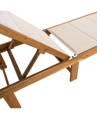 Mallorca Modern Classic Foldable Adjustable Wood Chaise Outdoor Lounge Chair with Cushion & Wheels