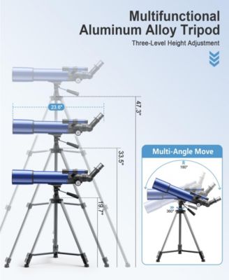 80mm Astronomical Refractor Telescope for Beginners with 150× Magnification, Adjustable Tripod, Phone Adapter and Carry Bag