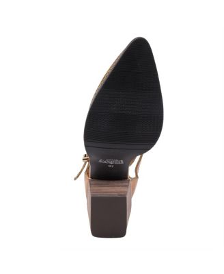 L Artiste Women s DARETOBE Leather Shooties with Pointed Toe, Laser Cutouts, Adjustable Straps and Back Zipper