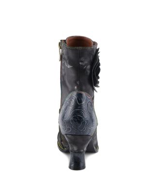 L’Artiste Women’s ROSELIA-STUNIN Lace-Up Booties with Handpainted Floral Details, Rainbow Stitching & Salsa Heel