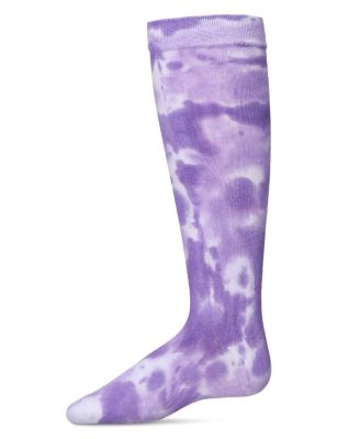 Little Girls Bleached Tie Dye Cotton Blend Knee High Socks