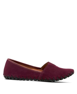 Kathaleta Suede Slip-On Comfort Flats with V-Elastic Notch, Arch Support and Removable Insole
