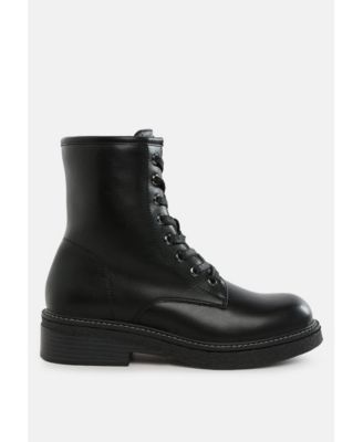 Womens Clover Faux Leather Lace Up Boots