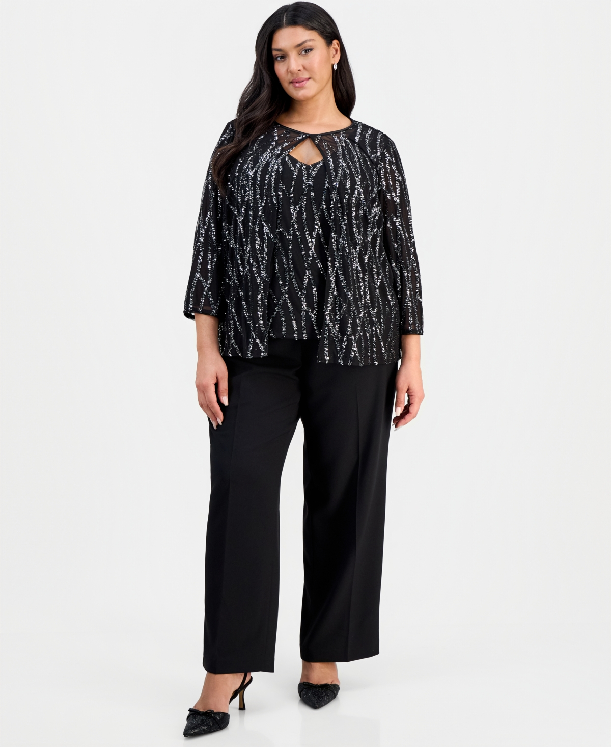 Alex Evenings Plus Size Sequin Jacket And Tank Set In Multi
