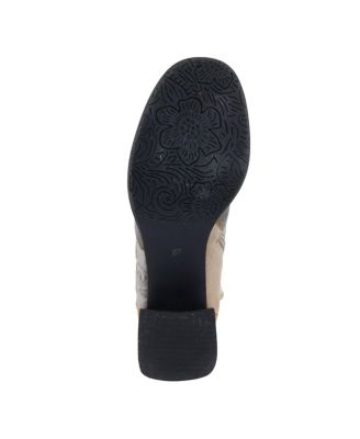 L’Artiste Women’s COPINE Multicolor Embossed Leather & Suede Booties with Velvet Lining and Chunky Heel