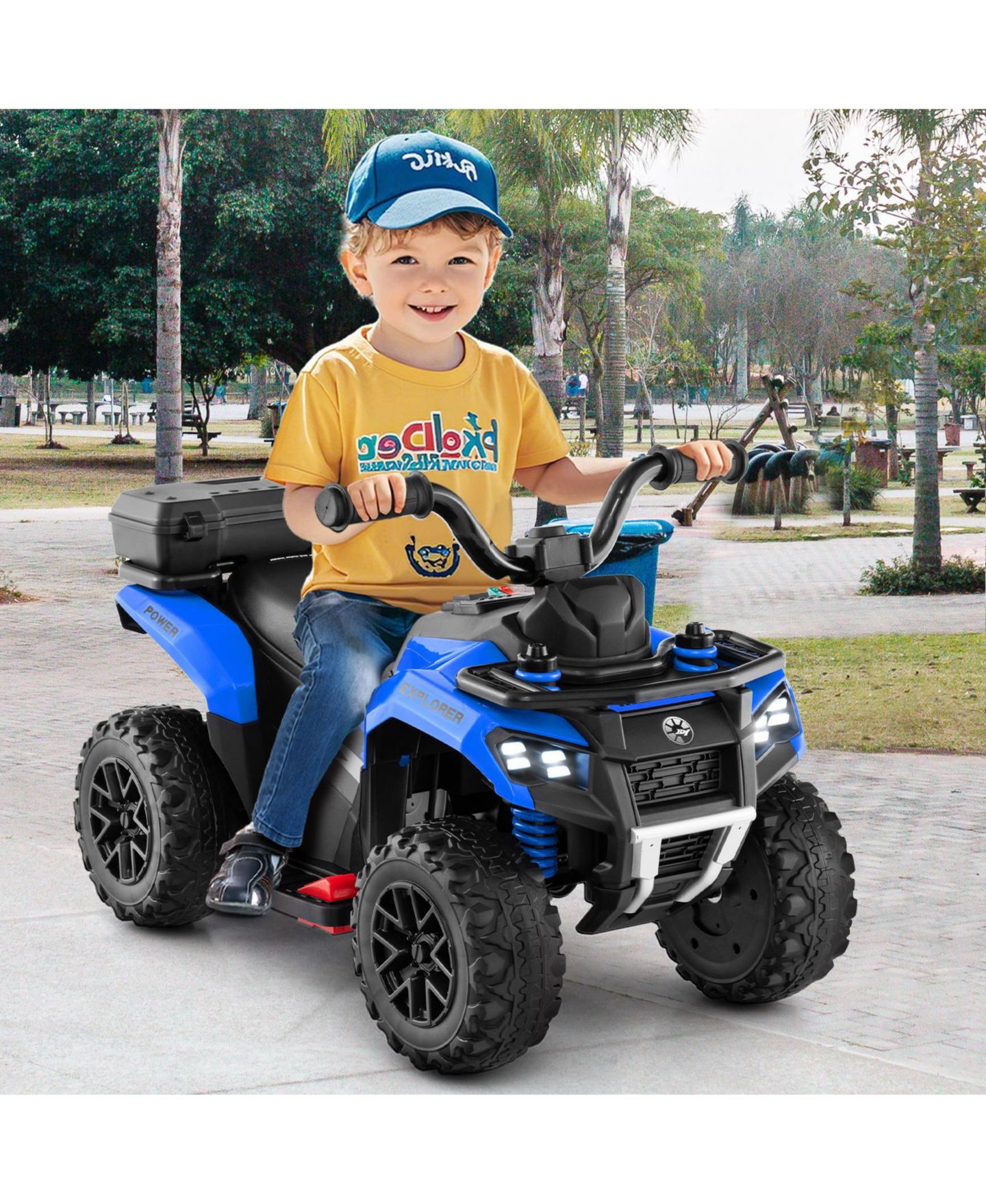 Детская игрушка Gymax 6V Kids Ride On ATV with Music & Spray Function, 44 lbs, Ages 18 Months+, цвет: Синий — фото 2