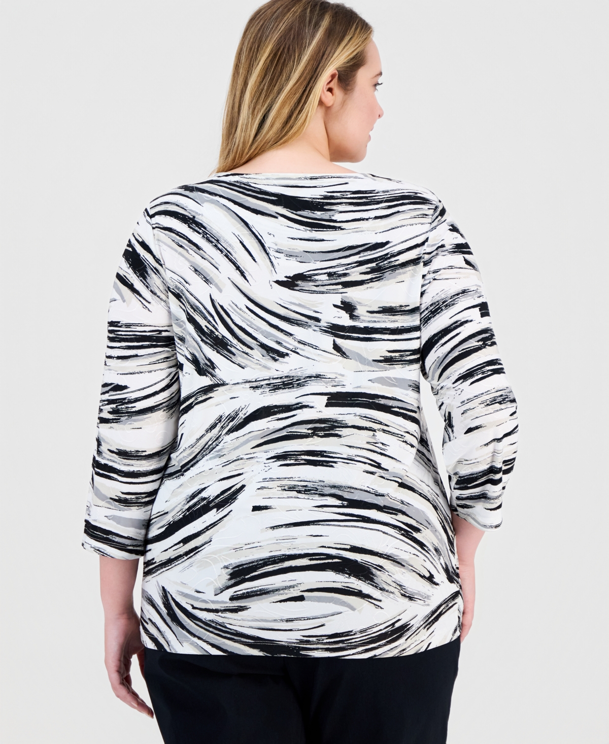 Jm Collection Plus Size Beth Scoop-Neck Top, Macy's Exclusive