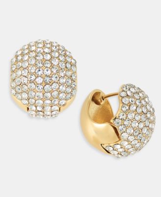 On 34th - Small Pav&eacute; Huggie Hoop Earrings, 0.8"