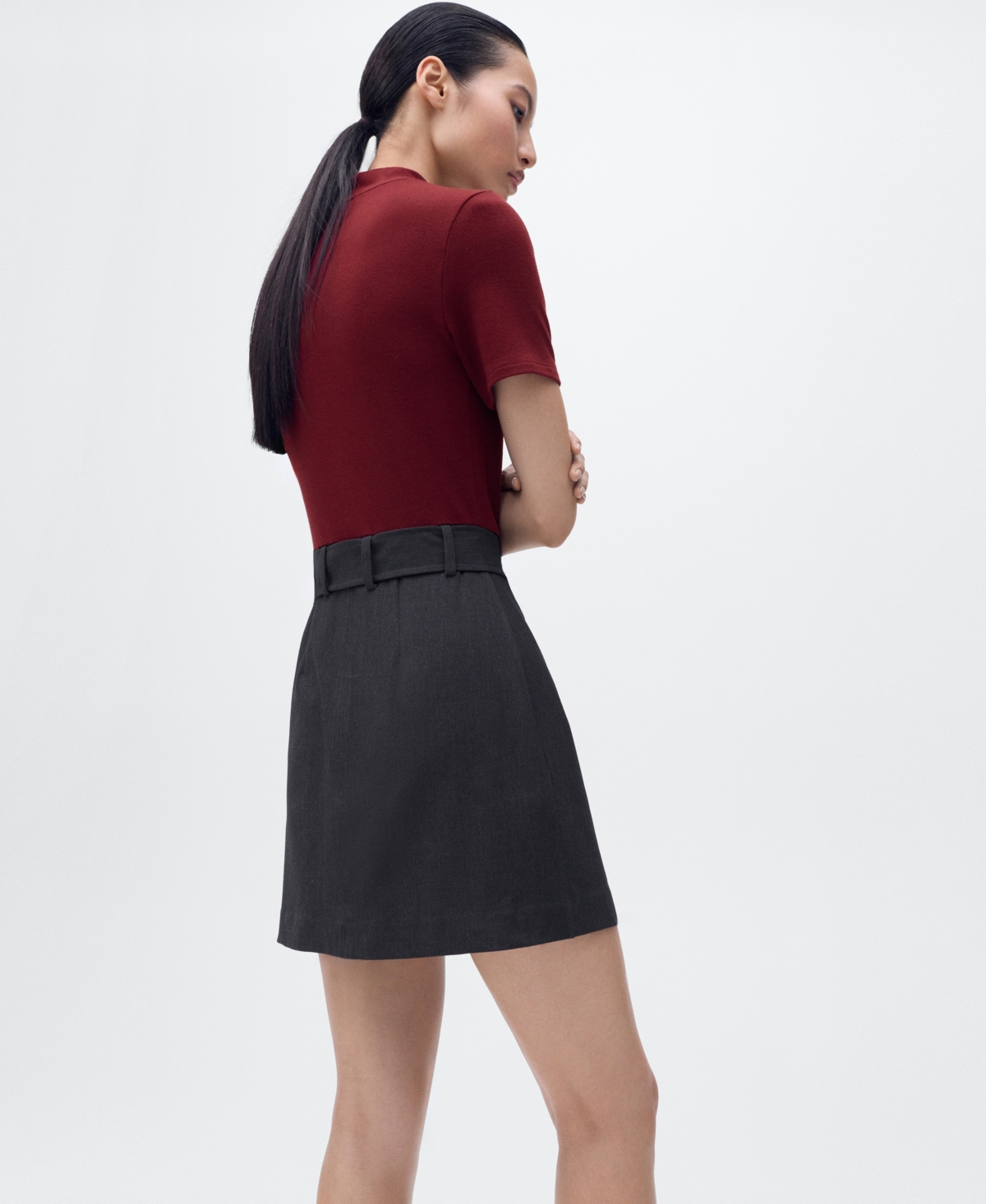 Mango Belted Minidress In Red
