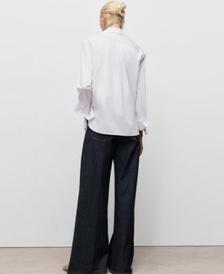 Women's Lapels Cotton-Blend Shirt