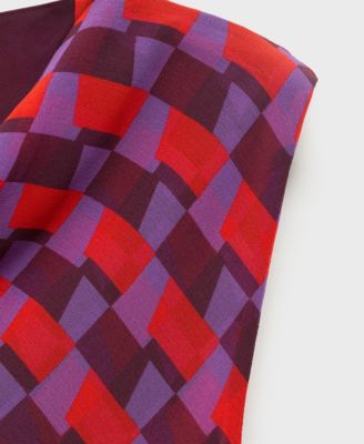 Women's Draped Collar Printed Blouse