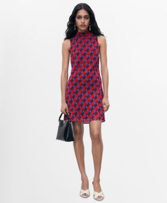 MANGO - Women's Bow Detail Printed Dress