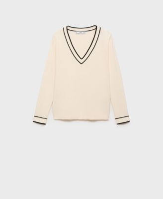 Women's Contrasting V-Neck Sweater