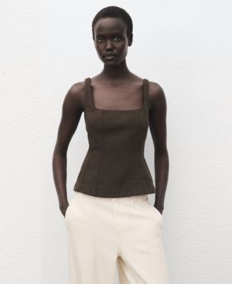 Women's Stitching Detail Wide Leg Denim Jeans