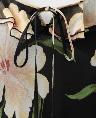 Women's Ruffle Detail Floral-Print Dress