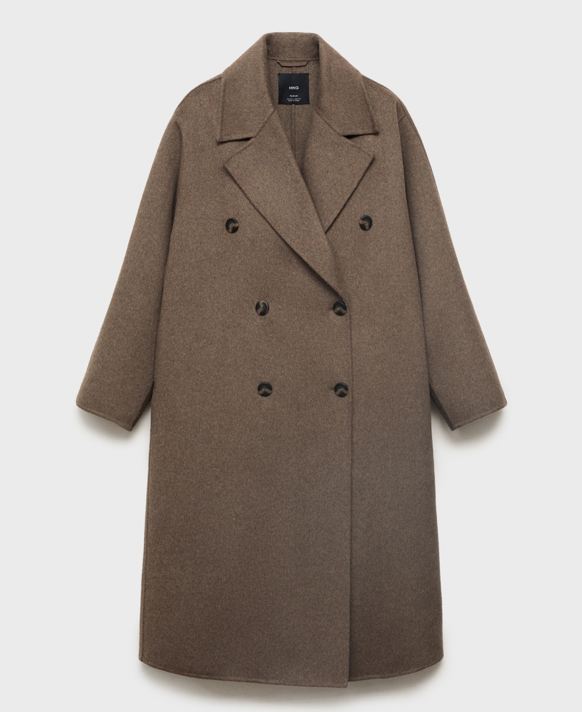 Mango Picarol Double Breasted Wool Blend Coat In Brown