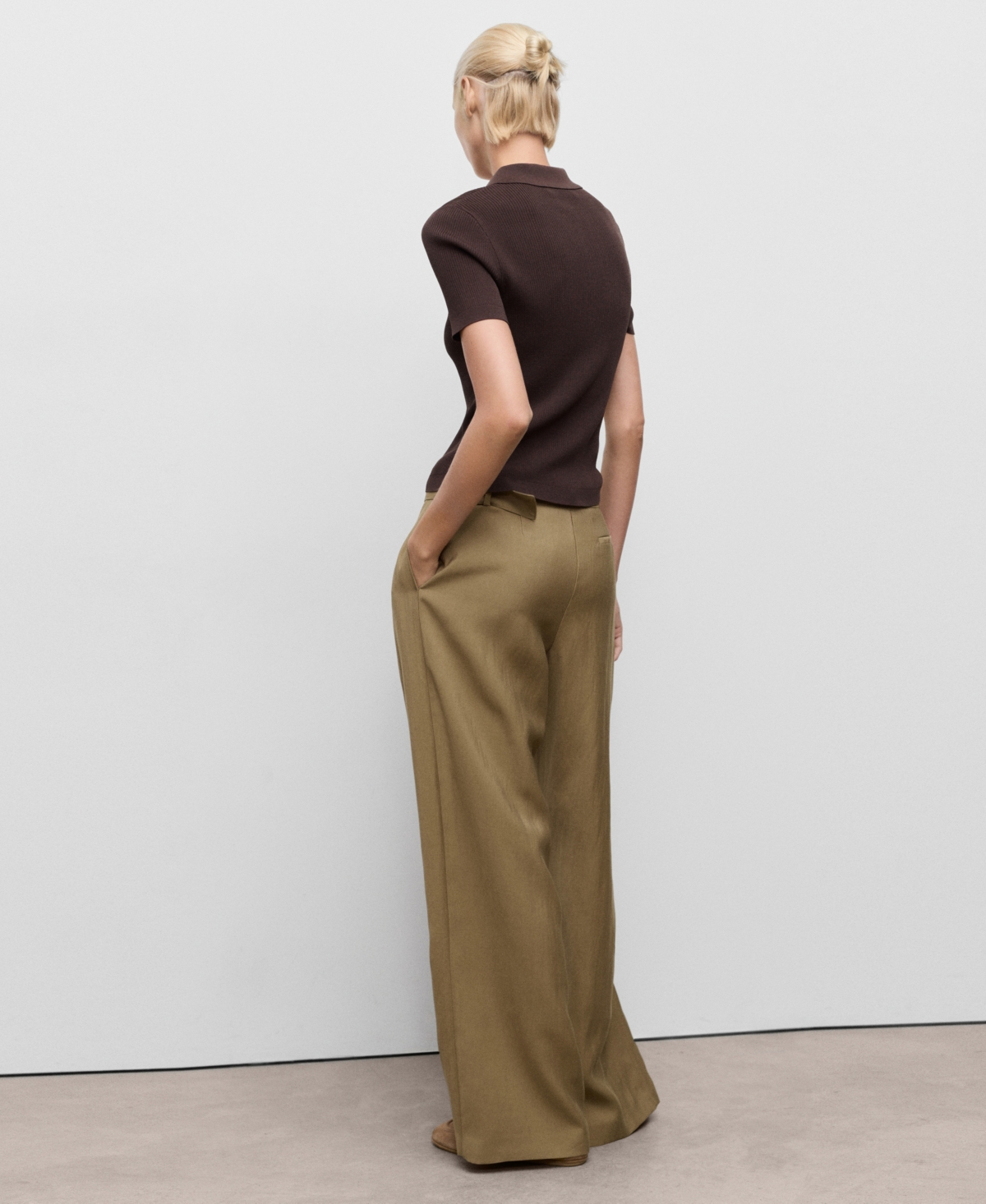 Mango Women's Belted Paper Bag Pants In Green