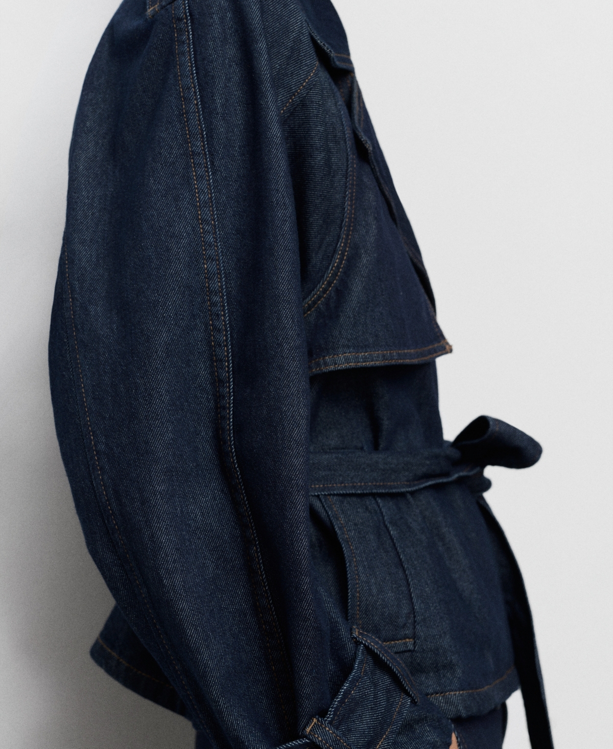 Mango Denim Trench Jacket In Blue