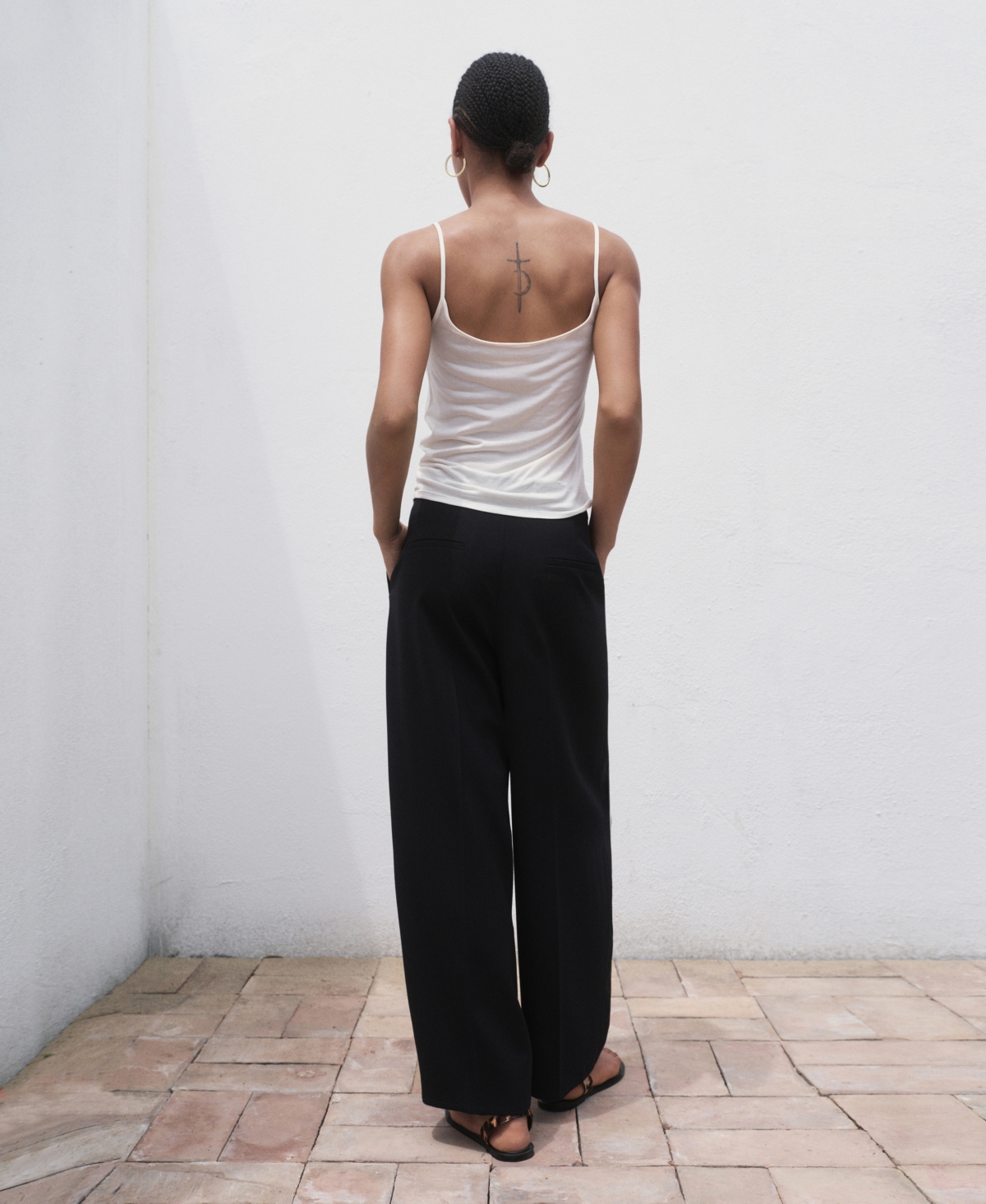 Mango Pleated Wide Leg Pants In Black