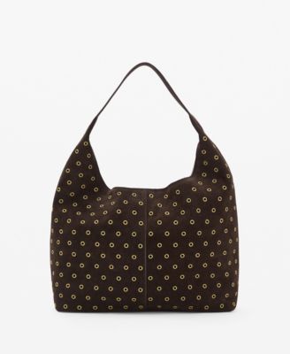 MANGO - Women's Eyelets Detail Suede Shopper Bag