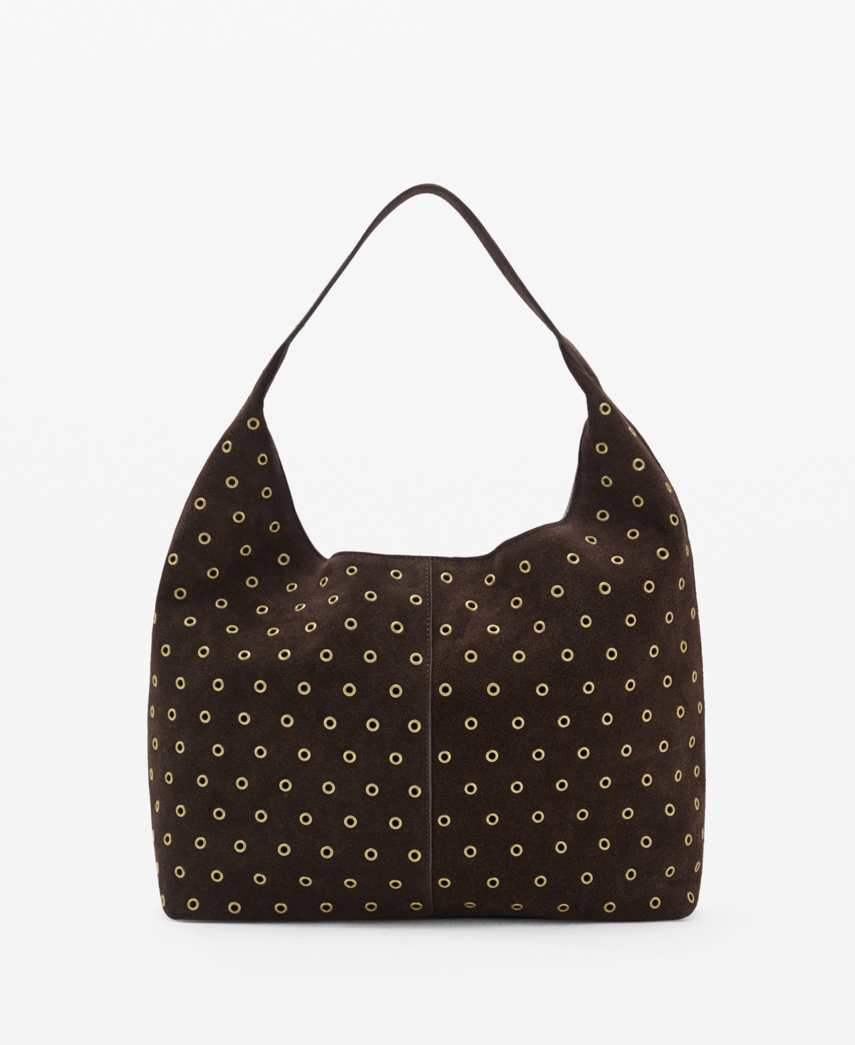 Mango Women's Eyelets Detail Suede Shopper Bag In Brown