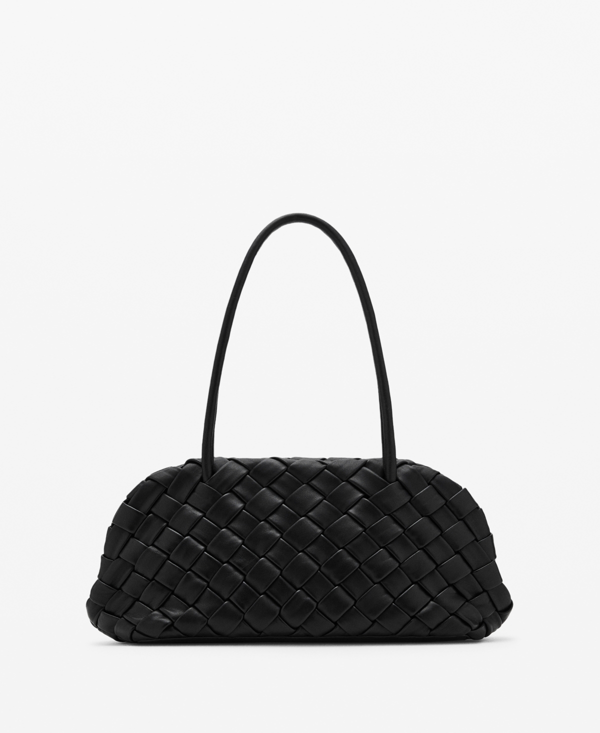 Mango Women's Braided Leather Shoulder Bag In Black