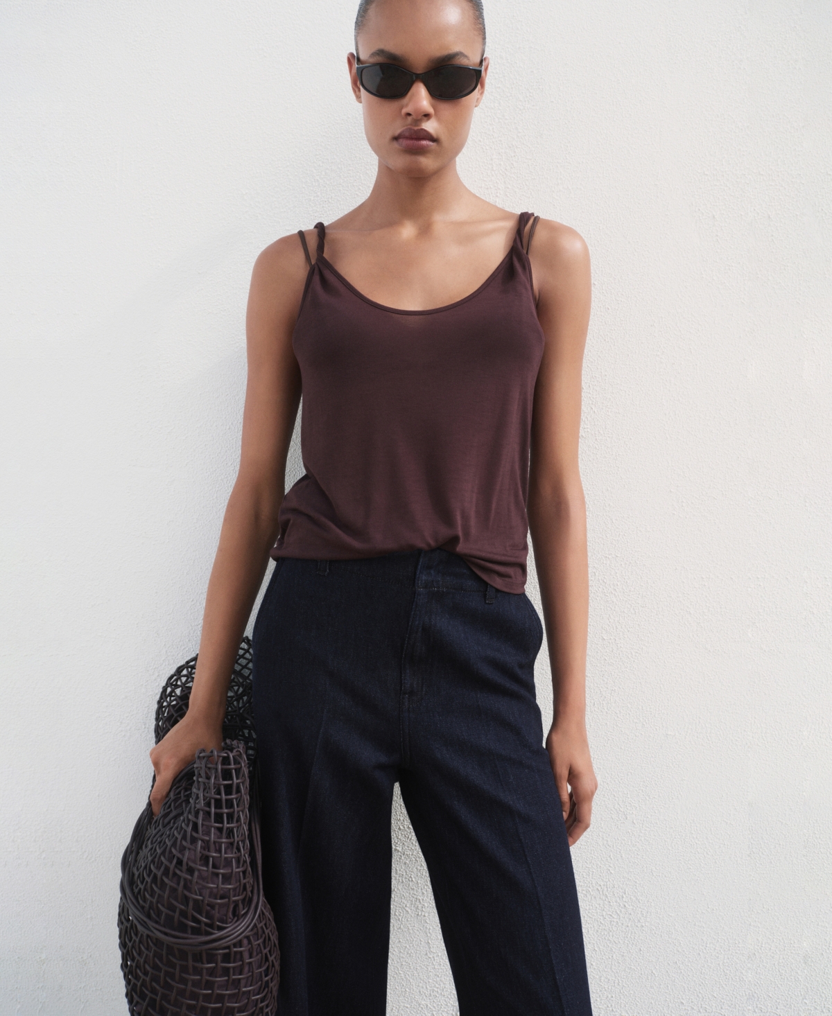 Mango Women's High-waisted Wide Leg Denim Pants In Blue