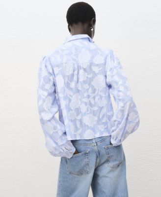 Women's Embroidered Details Striped Shirt