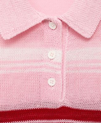 Women's Polo Neck Striped Knit Top