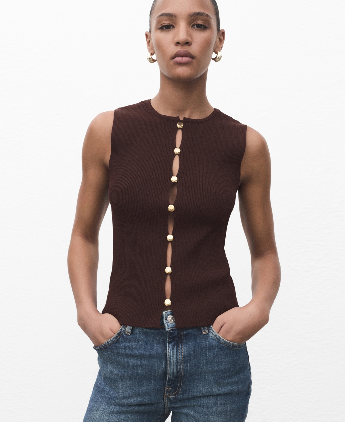 Mango Knit Sweater Vest In Animal Print