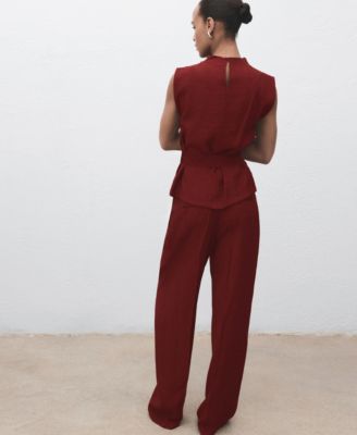 Women's Draped Neck And Belt Blouse