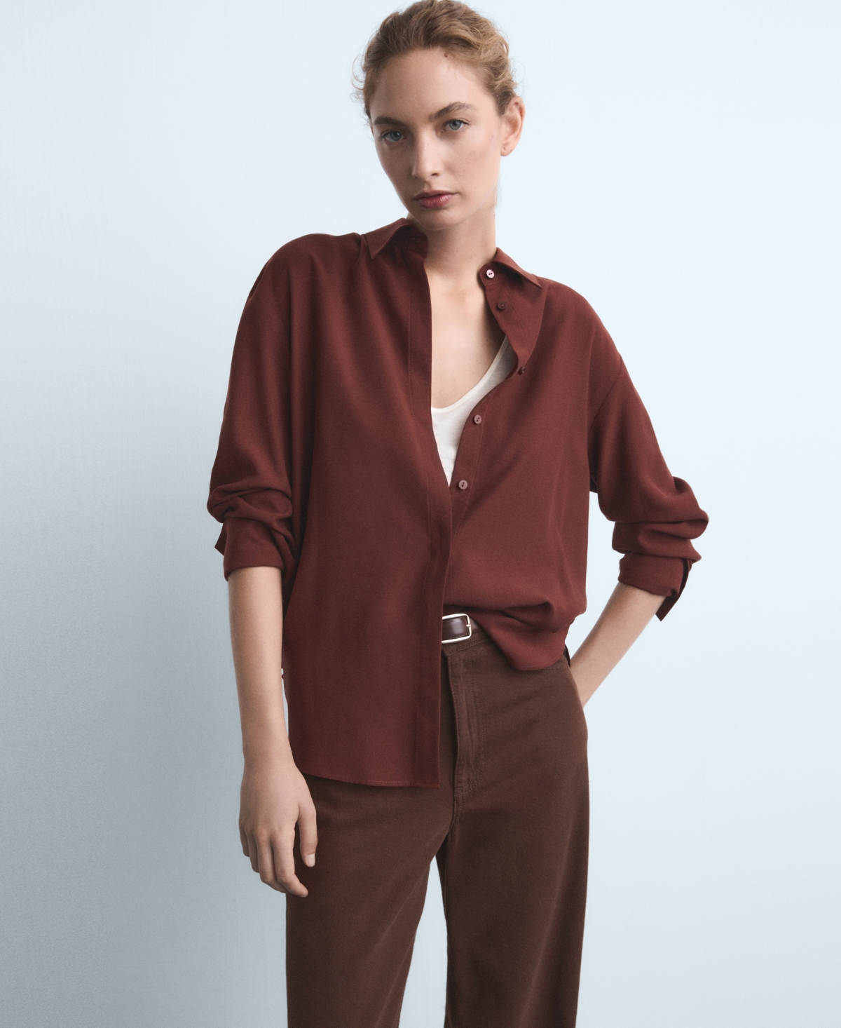 Mango Women's Danila Wide Leg High-rise Jeans In Brown