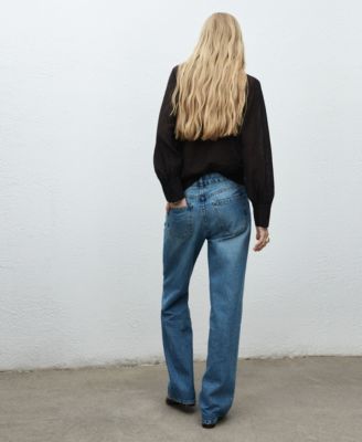 Women's Floral Pattern Straight-Leg Jeans