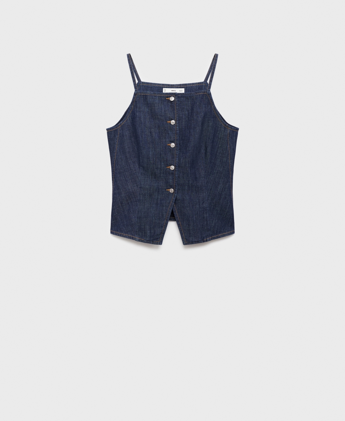 Mango Buttoned Denim Top Open Blue In Blue