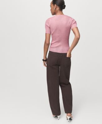 Women's Short-Sleeved Lurex Sweater