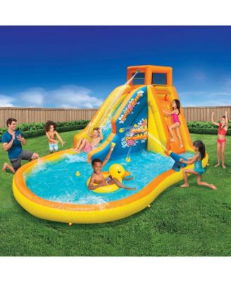 Duck Blast Water Park Inflatable Slide with Pool Float & Water Cannon