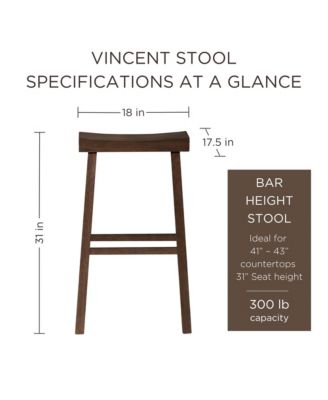 Vincent Wooden Rustic Aesthetic Kitchen Bar Stool, set of 2