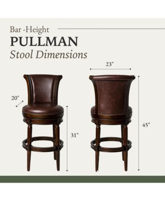 Pullman Wooden Swivel Stool, Dark Walnut w/ Leather, Set of 4