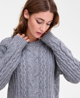 Women's Cropped Cable-Knit Sweater
