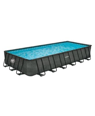 24'x12'x52" Oasis Rectangle Outdoor Above Ground Swimming Pool, Gray