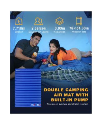 2-Person Double Sleeping Pad Lightweight Inflatable Air Mat, Blue