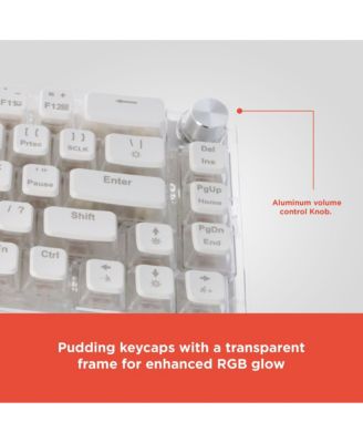 Wired USB-A Gaming Keyboard, Transparent Mechanical Design, RGB Backlit, 67 Keys, Rotary Knob, Anti-Ghosting, Durable Build