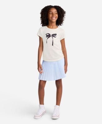 Girls Pearl Bow Ruched T-Shirt