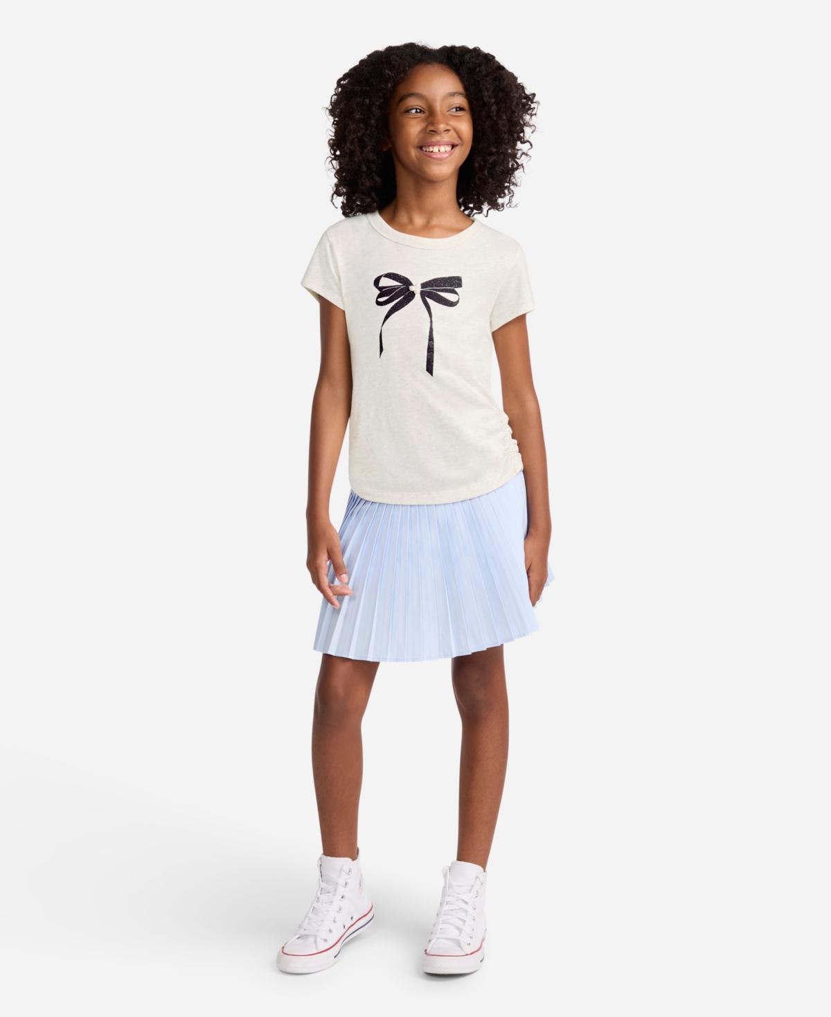 abercrombie kids Girls Pearl Bow Ruched T-Shirt