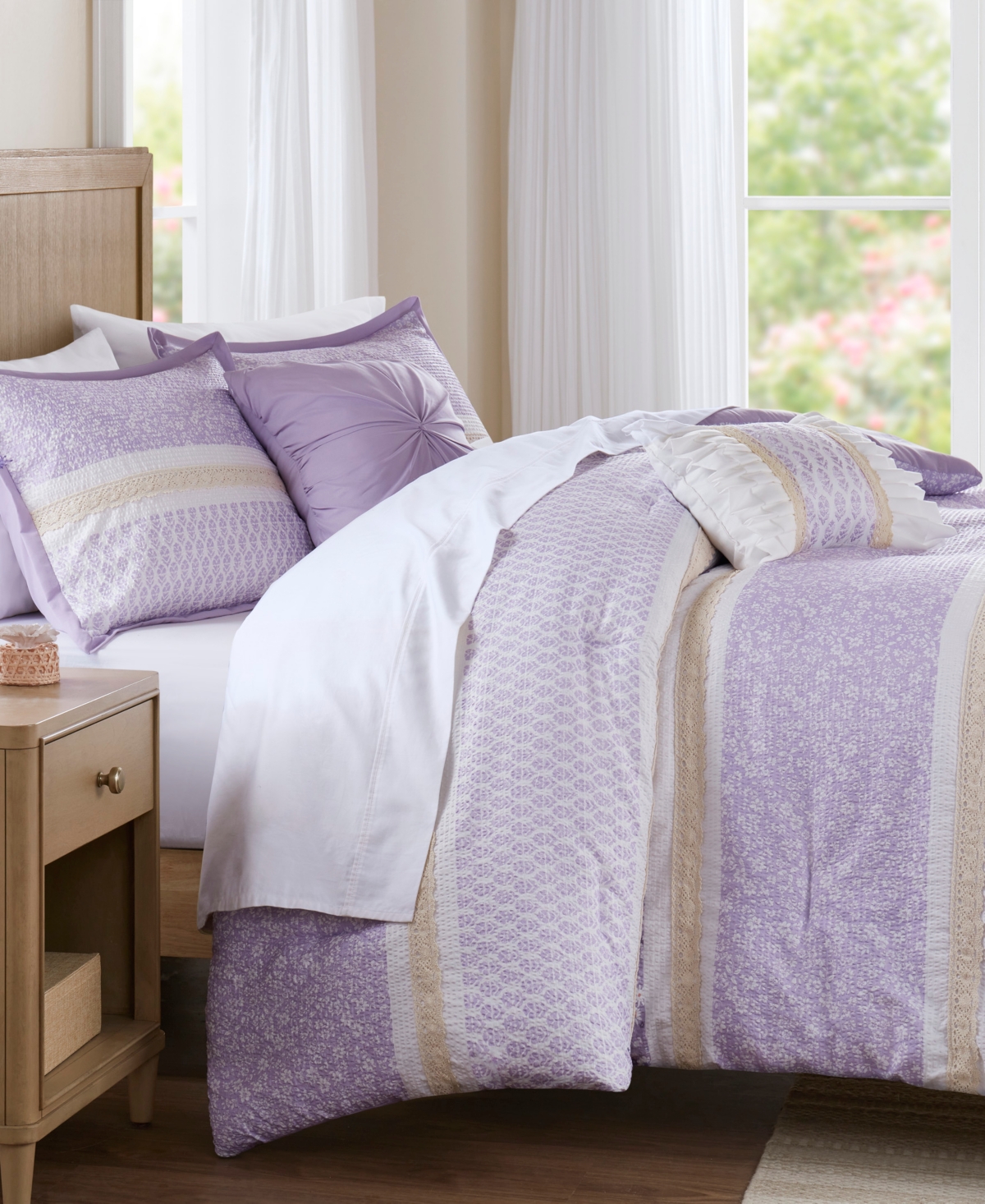 Madison Park Caralie Seersucker 5-pc. Comforter Set, Full/queen In Purple